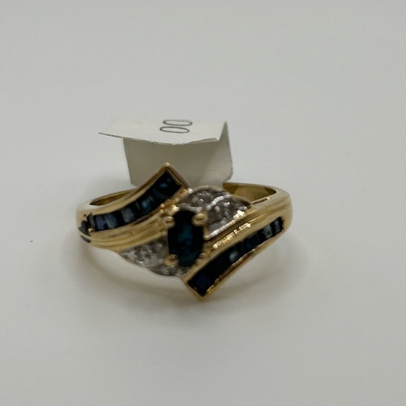 Estate 10k Yellow Gold Blue Sapphire Ring 2.5 Grams Size 6 - Picture 5 of 8